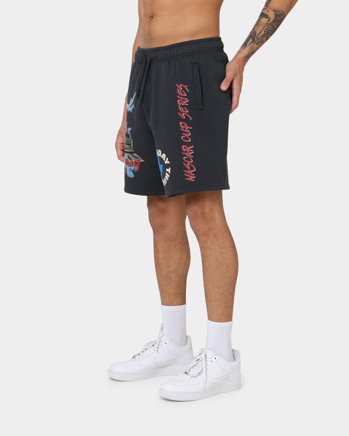 NASCAR Lightning Cup Series Fleece Shorts Washed Black、mySite、zt4zffjzw