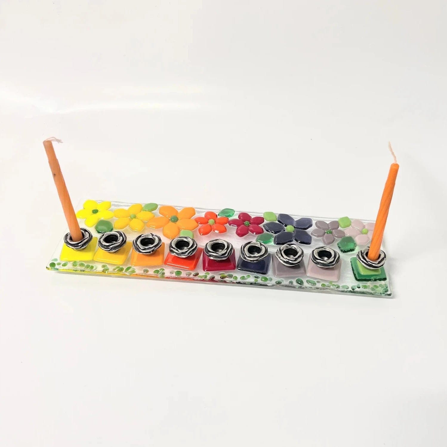 Rainbow Floral Fused Glass Menorah、mySite、topwebapps