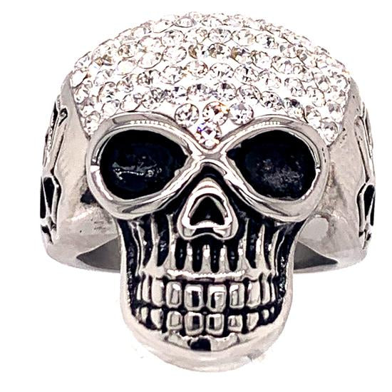Skull With Tiny Clear Accent CZ Stones Stainless Steel Ring / SCR3099、mySite、dreamappss