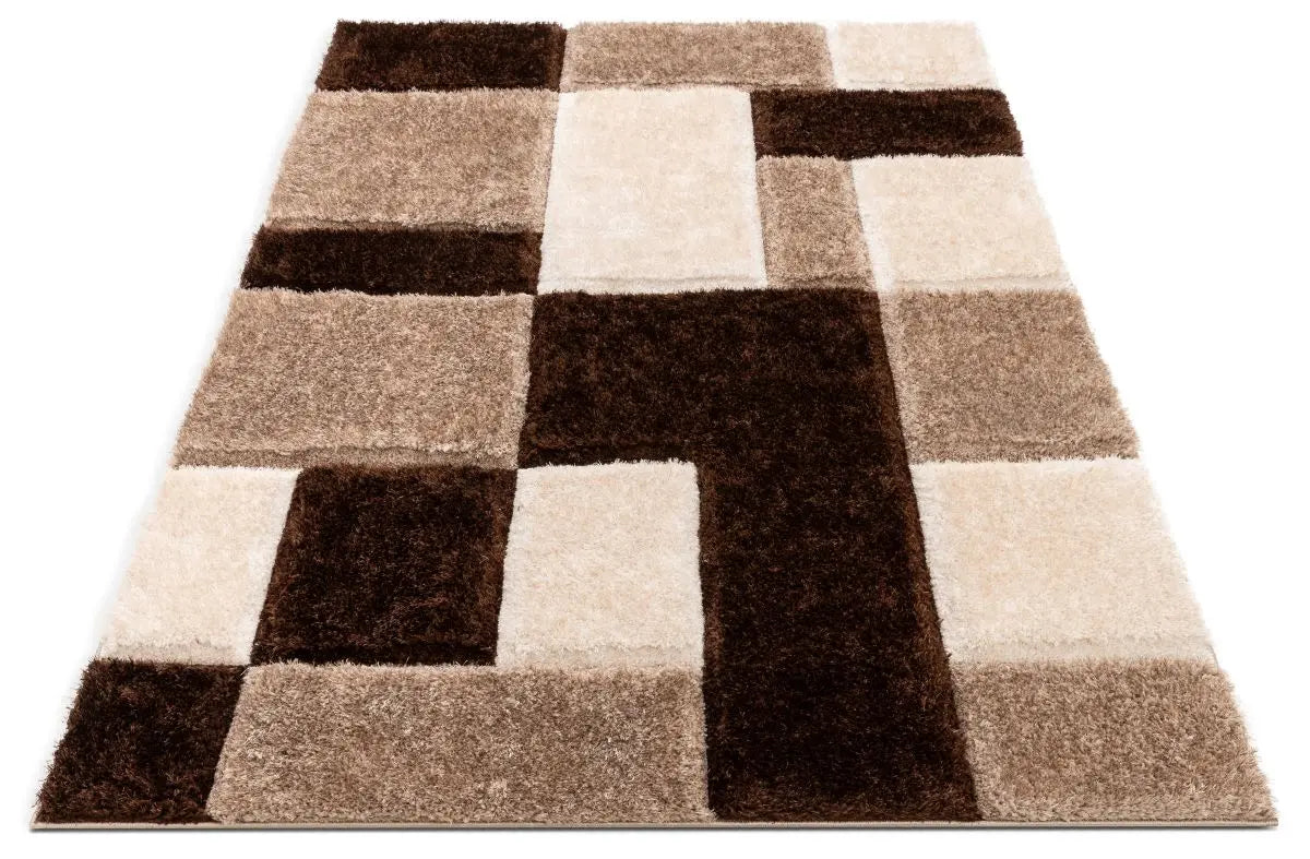Escondido Brown Modern Geometric 3D Textured Shag Rug、mySite、gigharbornorthrealestate