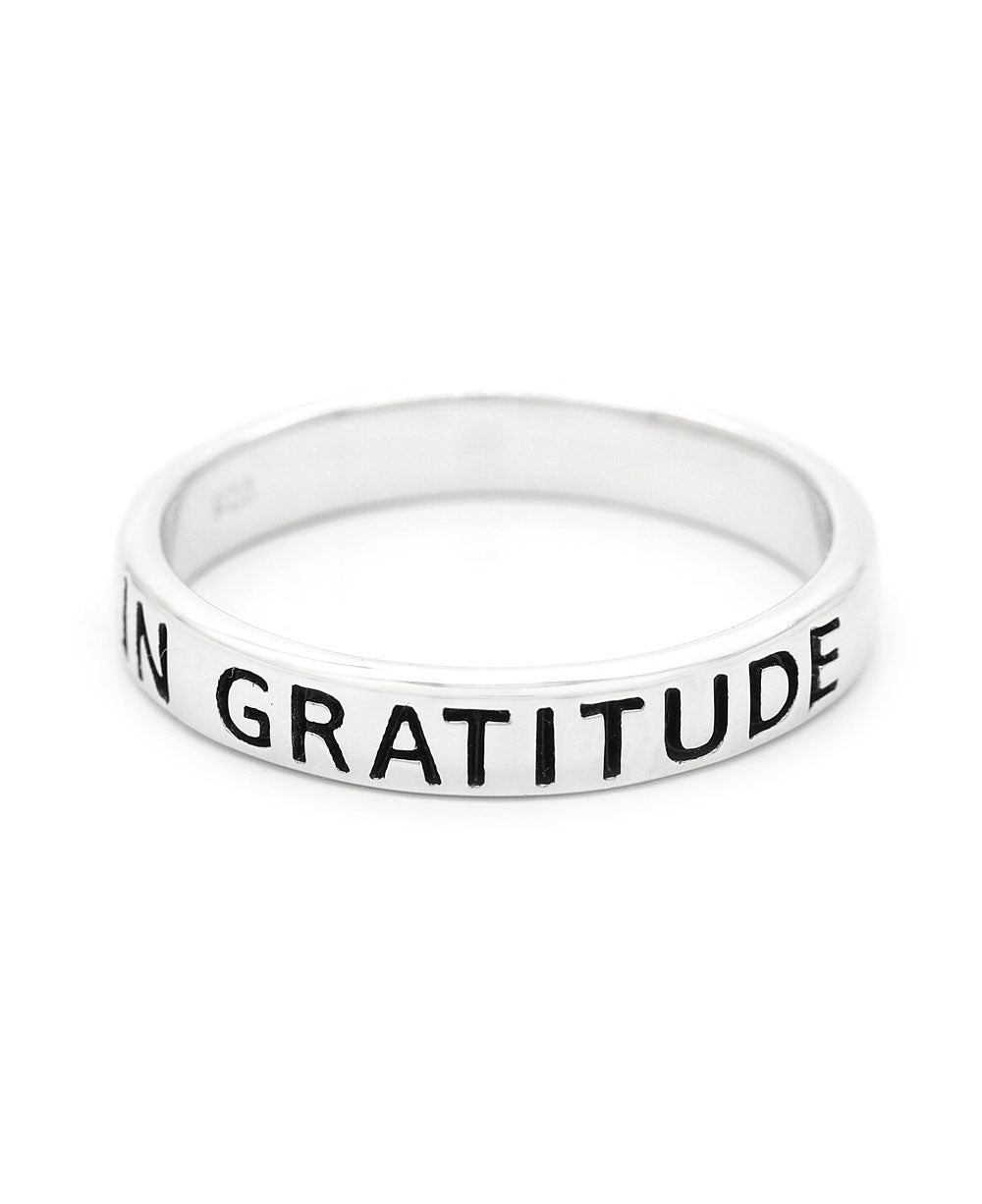 Live In Gratitude Sterling Silver Mantra Ring、mySite、topwebapps
