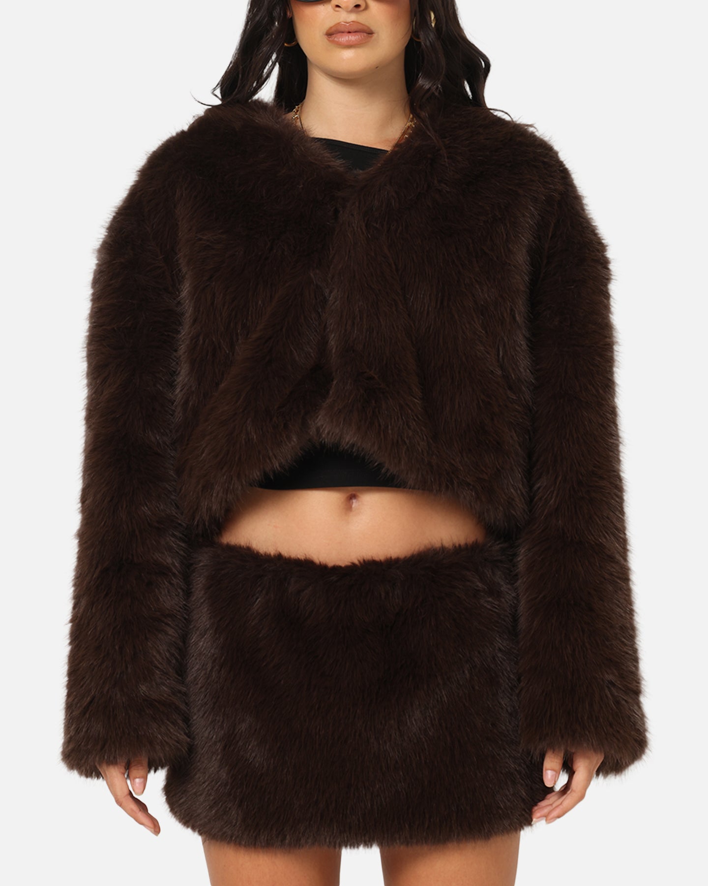 Ed Hardy Women's Faux Fur Jacket Brown、mySite、zt4zffjzw