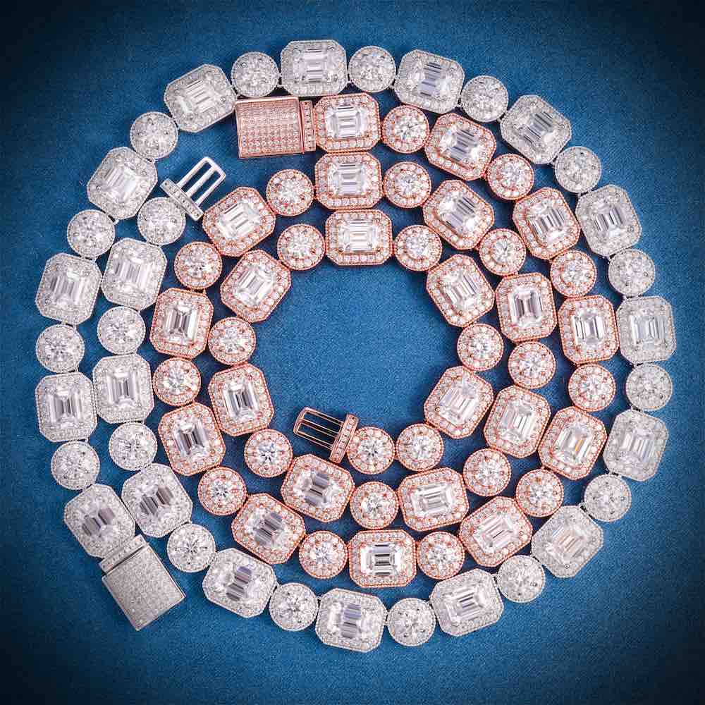 12MM Halo Cluster Iced Out Tennis Chain 14K Gold、mySite、hinf8tx79