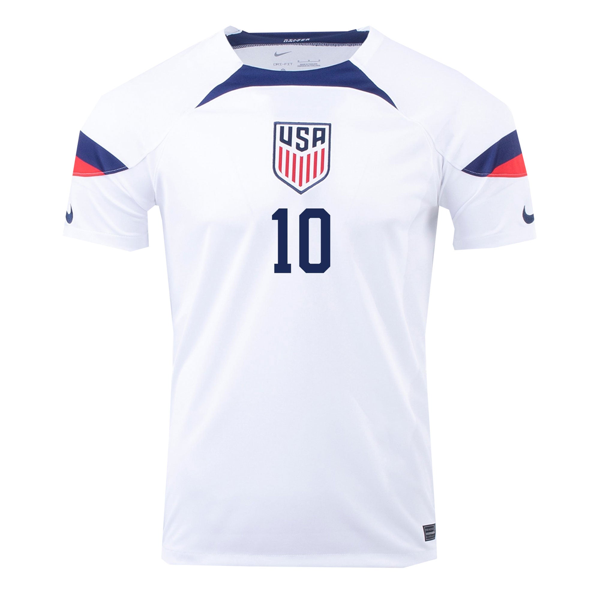 Nike Men's USA 2022/23 Dri-FIT ADV Home Jersey w/ Pulisic #10 Printing、mySite、noshort
