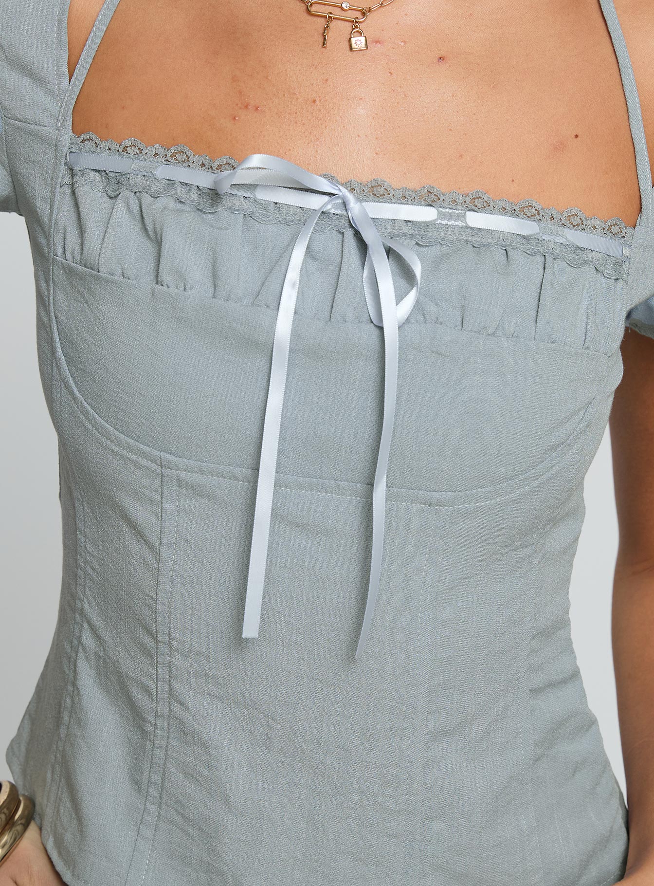 Trynia Short Sleeve Top Blue、mySite、solidvoid