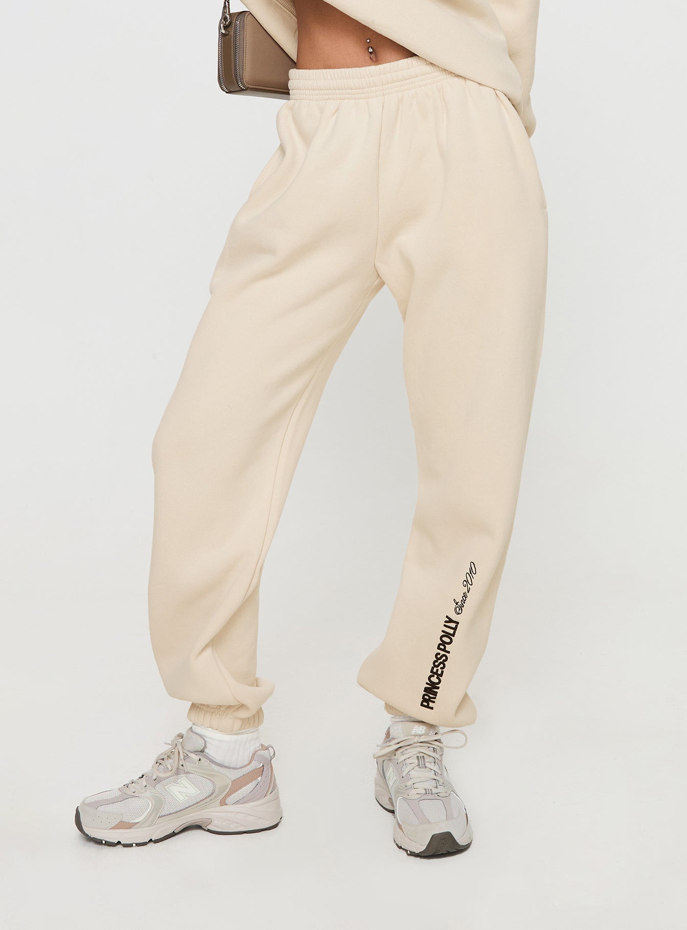 Princess Polly Track Pants Block / Cursive Text Stone、mySite、solidvoid