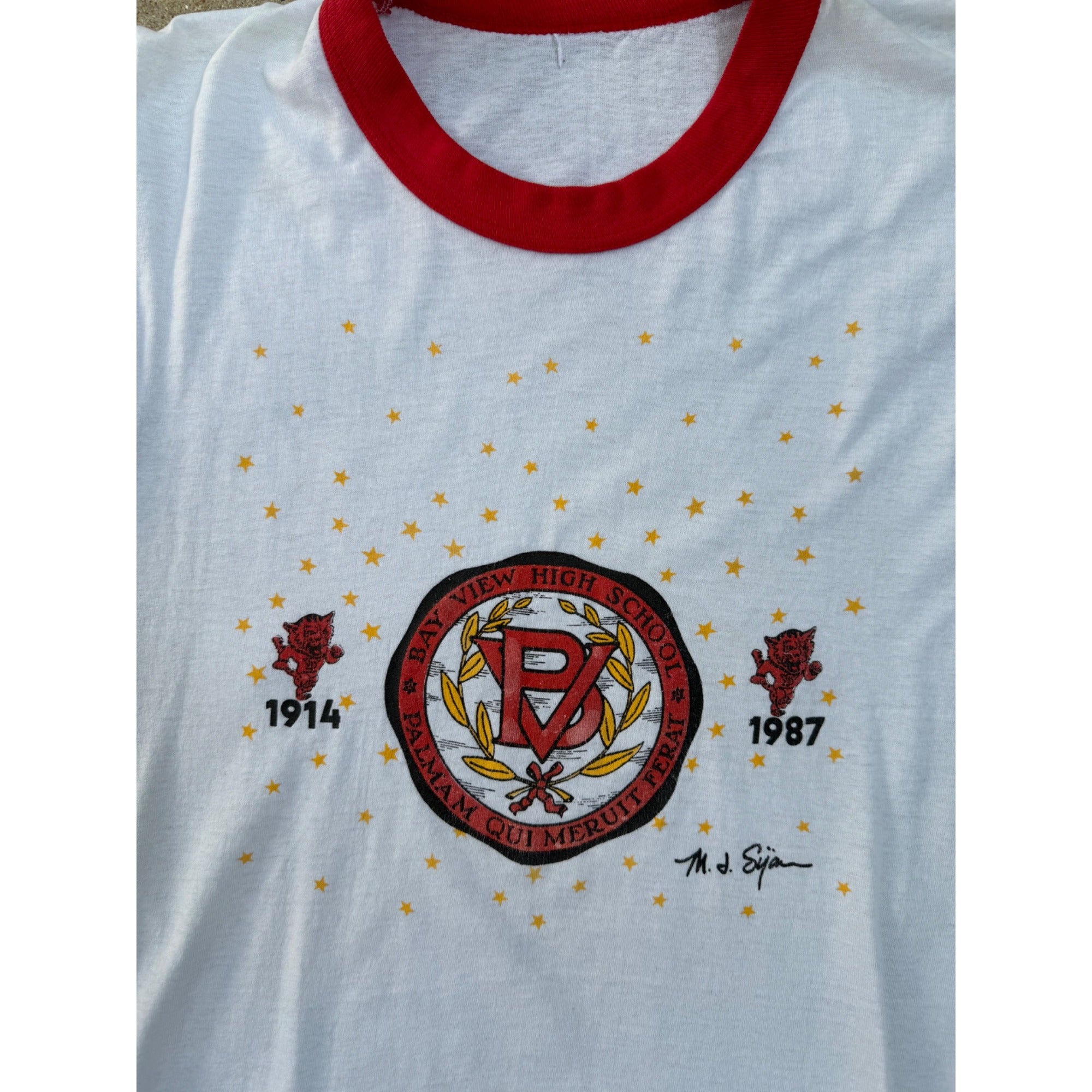 87' Bay View High School Single Stitch Ringer Tee T-Shirt Small、mySite、garagedoors4me