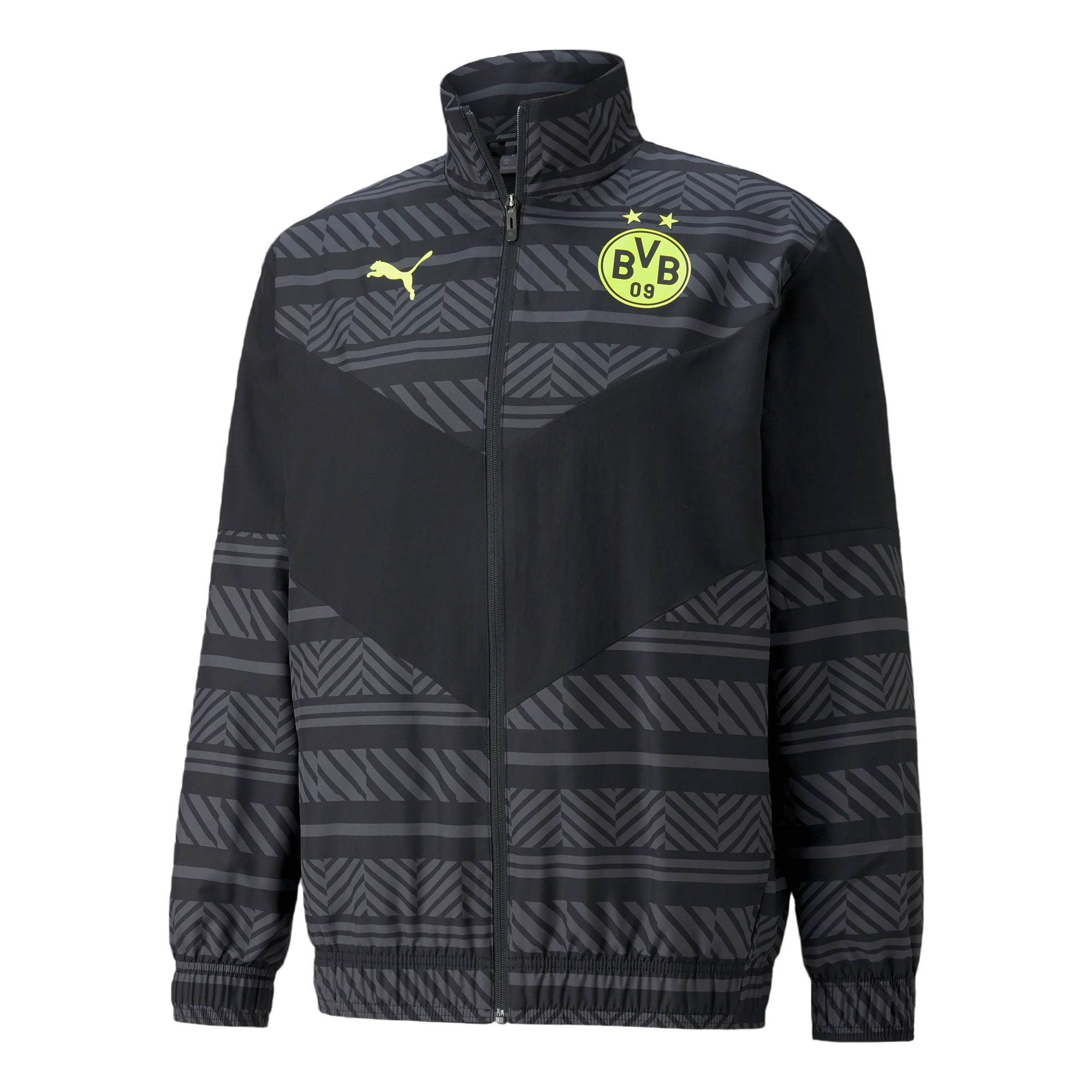 PUMA Men's Borussia Dortmund Prematch Jacket 2022 Black/Yellow、mySite、noshort
