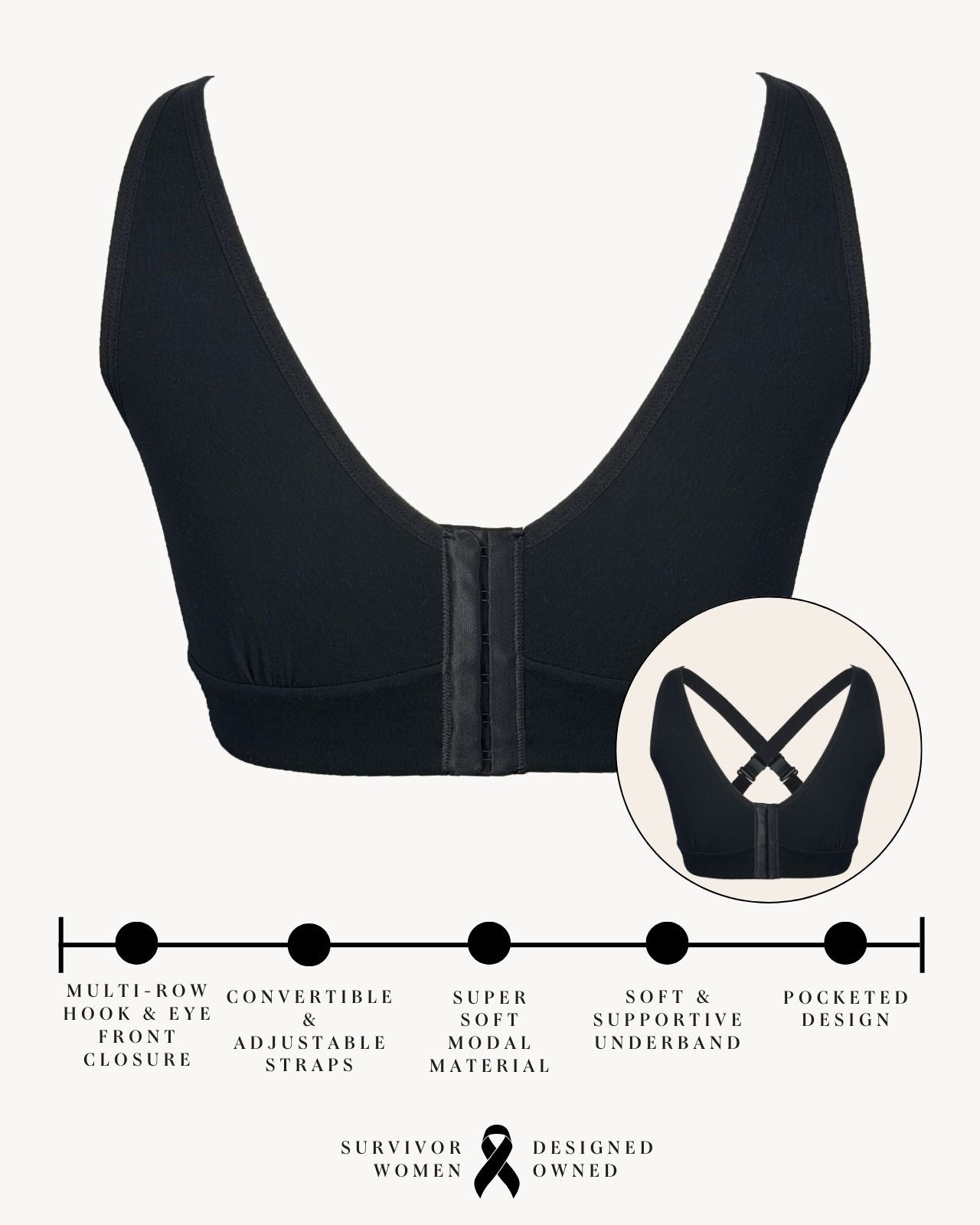 Rora Pocketed Front Closure Bra、mySite、bengalsvssteelers