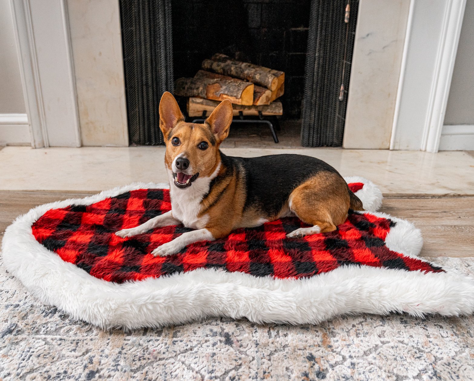 PupRug™ Faux Fur Orthopedic Dog Bed Cover - Curve Red & Black Plaid (Bed Not Included)、mySite、solidvoid
