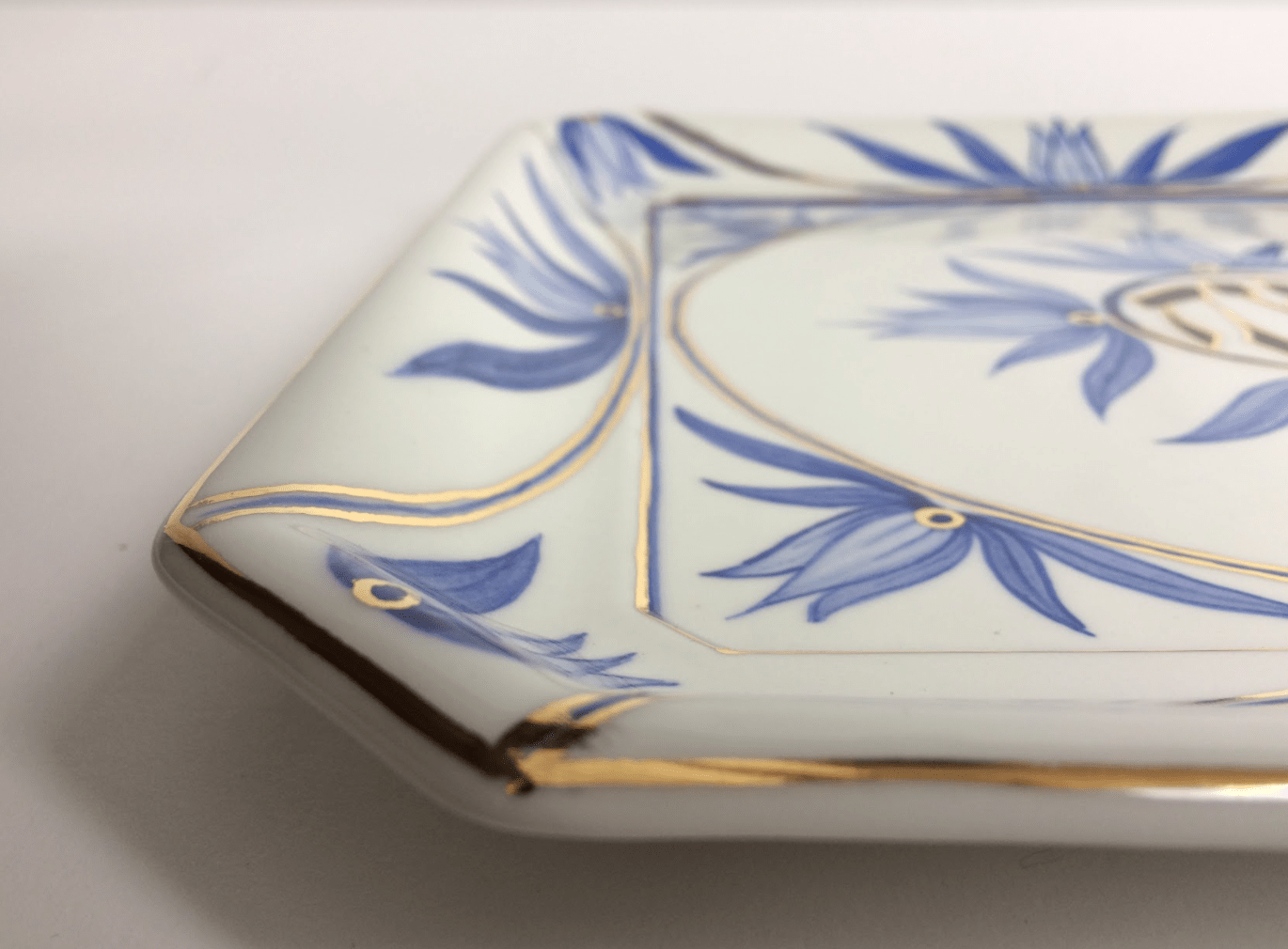 Navy, Turquoise and Gold Floral Porcelain Matzah Plate、mySite、topwebapps