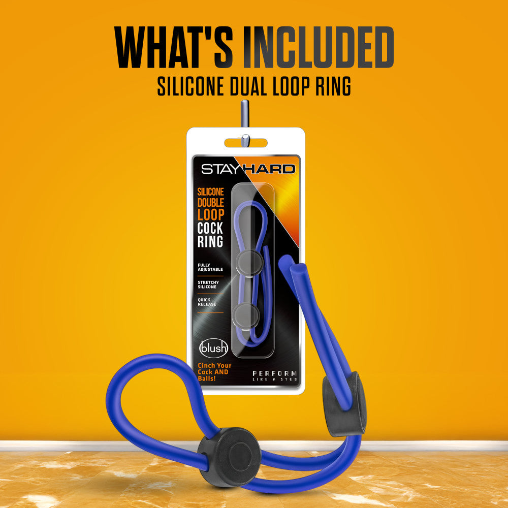 Stay Hard By Blush® | Blue Silicone Double Loop Penis Ring、mySite、bottomscart