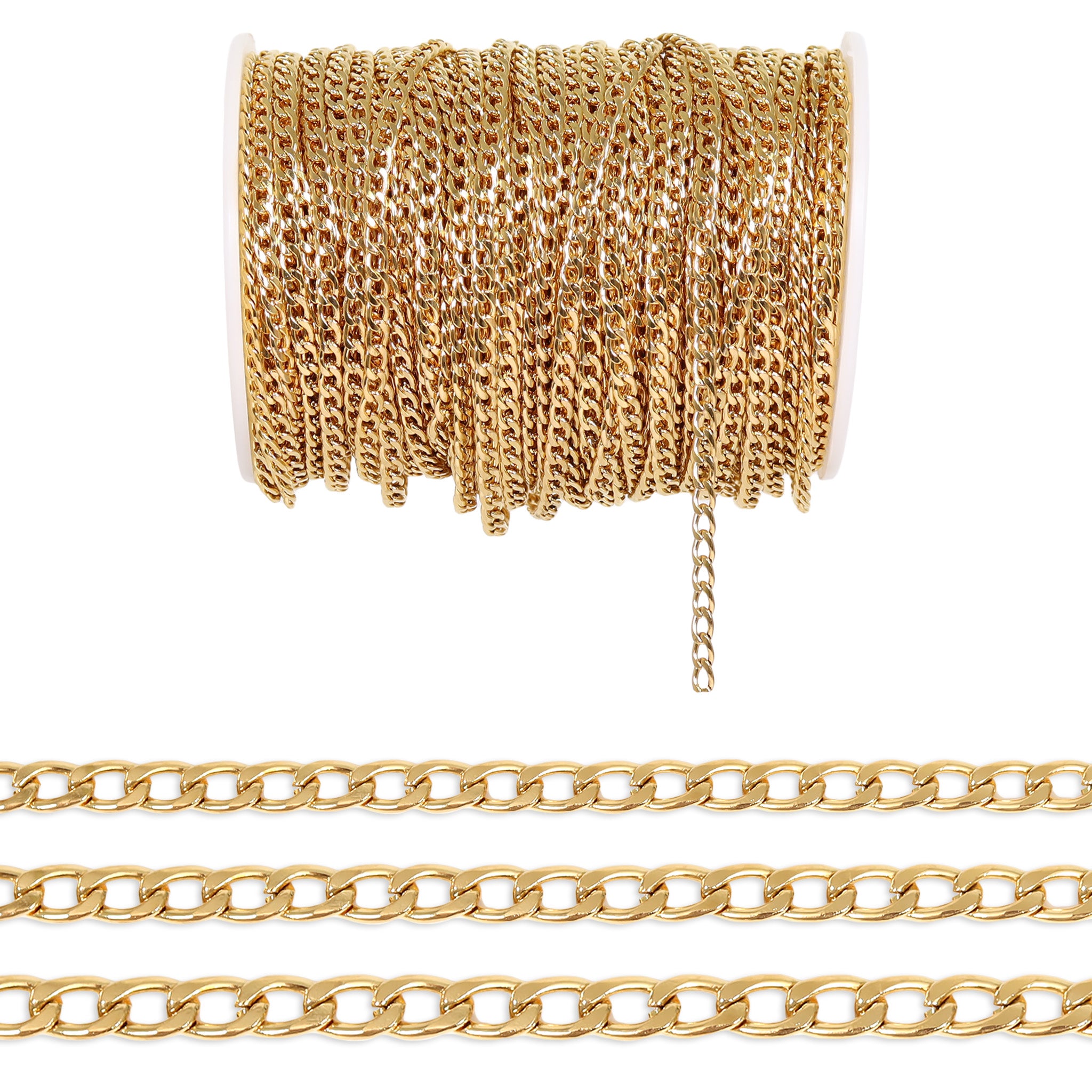18K Gold PVD Stainless Steel Curb Chain - By The Foot / SPL1026、mySite、dreamappss