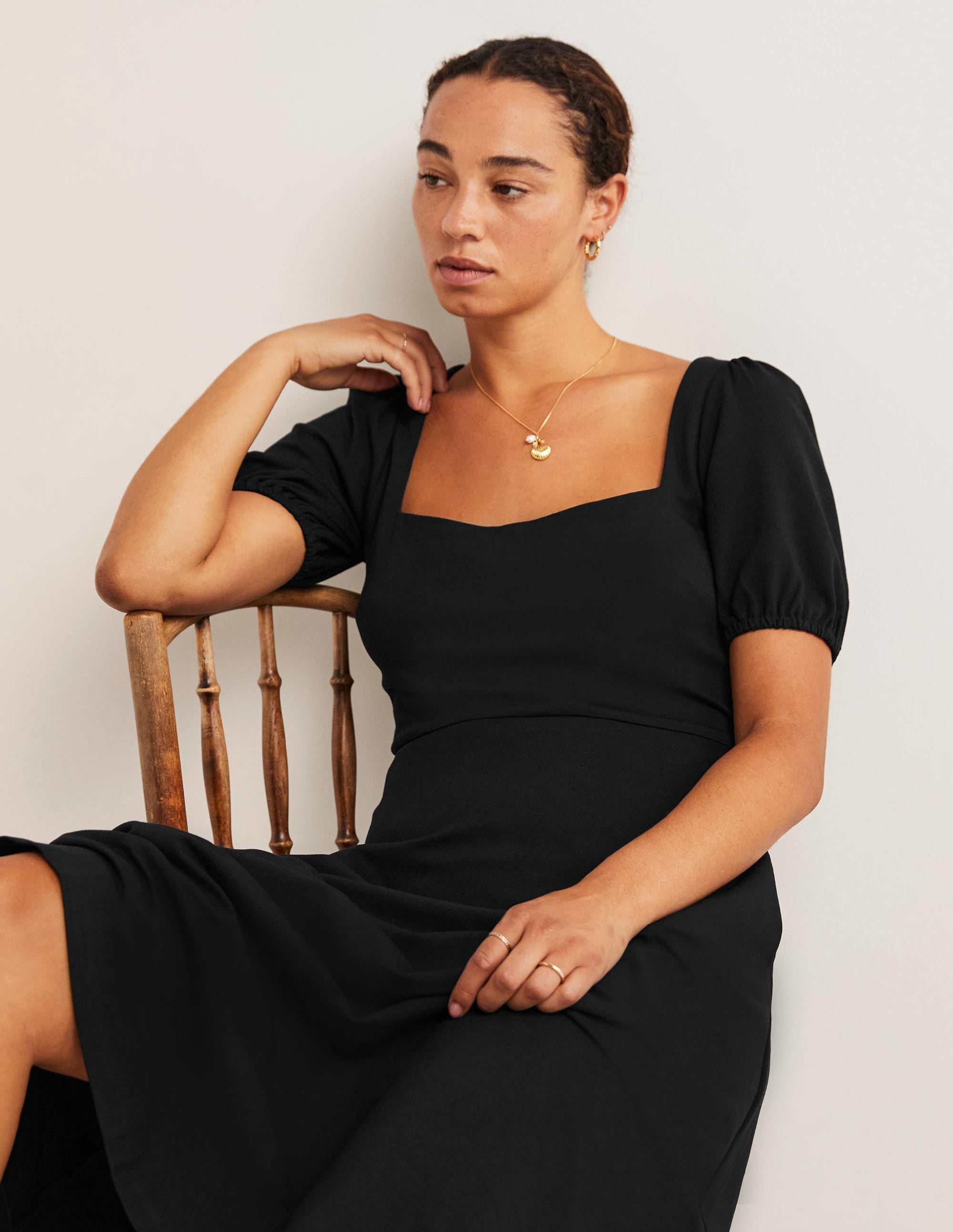  Short Sleeve Jersey Midi Dress-Black、mySite、ashleygrahame