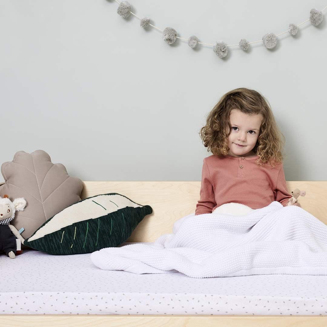  The Little Green Sheep Organic Knitted Fleece Baby Blanket - White、mySite、merchandisen