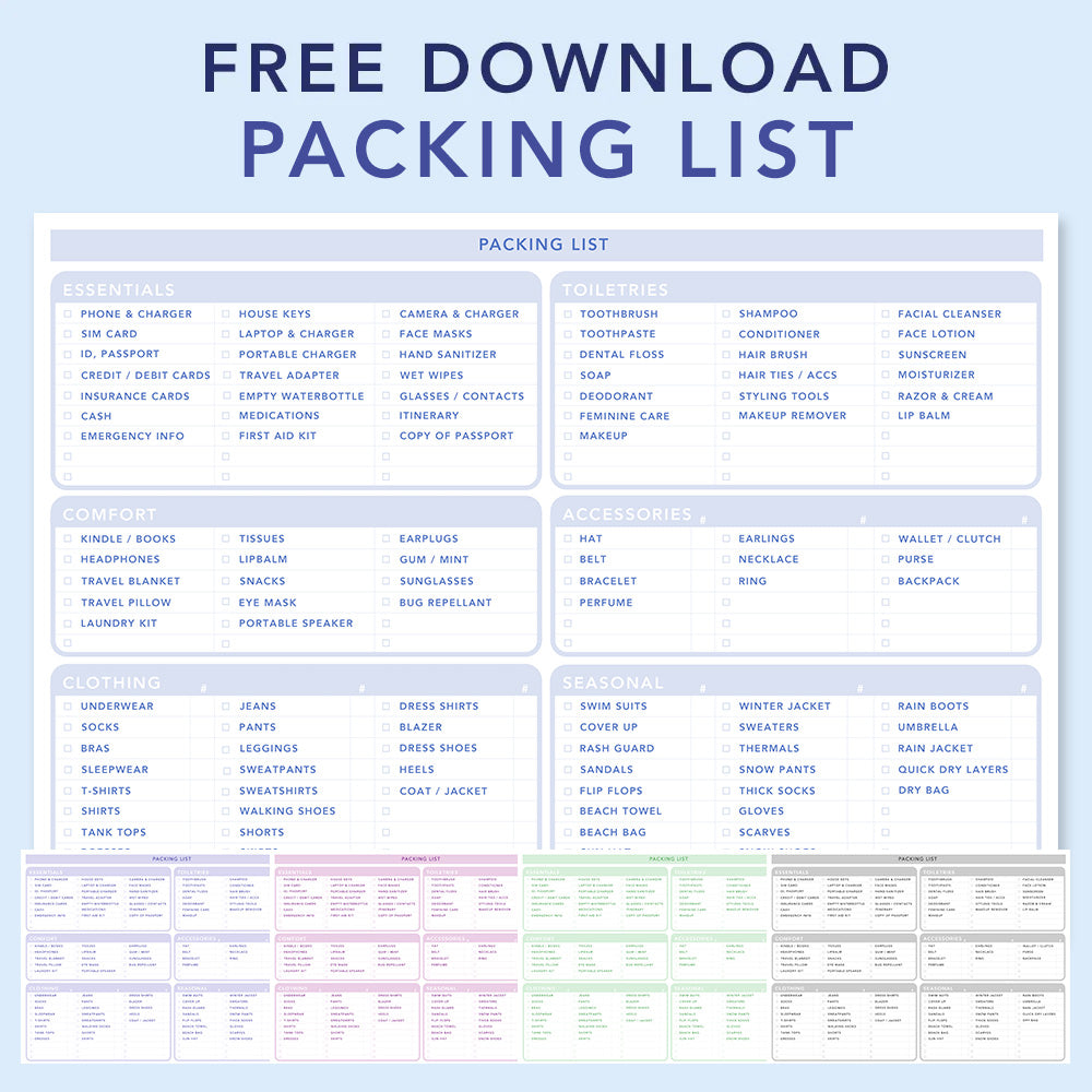 FREE Ultimate Packing List Downloadable、mySite、garagedoors4me