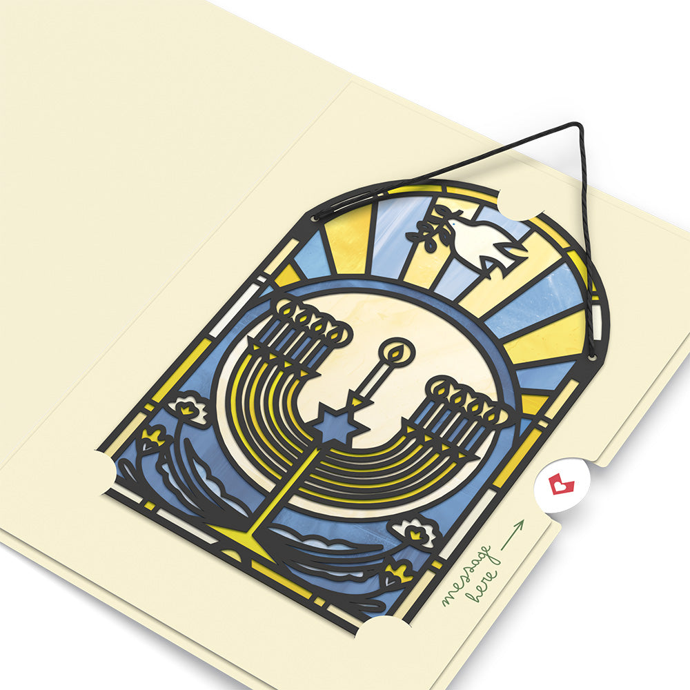 Happy Hanukkah Menorah Suncatcher Card、mySite、solidvoid