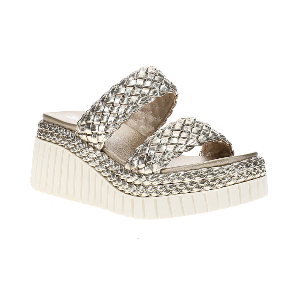 Yoshi Metallic Braided Platform Wedge Sandals、mySite、gtrtttuynbv
