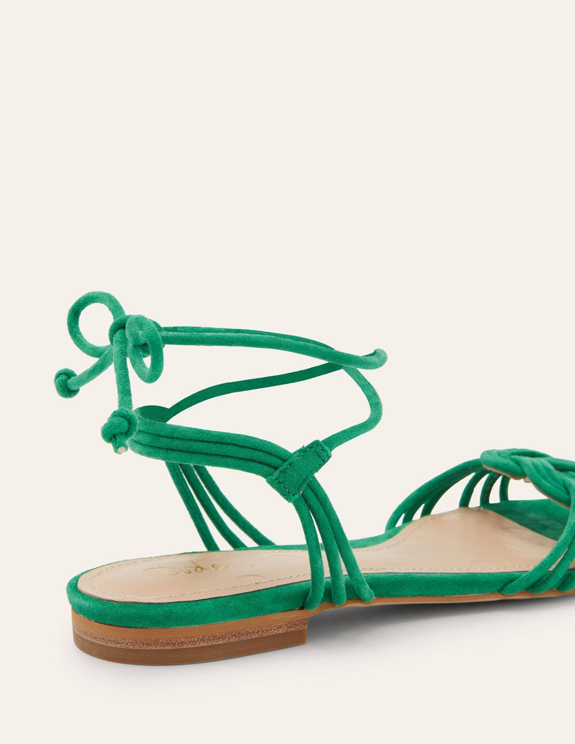  Knot Detail Suede Flat Sandals-Highland Green、mySite、ashleygrahame