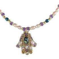 Michal Golan Abalone and Amethyst Hamsa Necklace、mySite、topwebapps