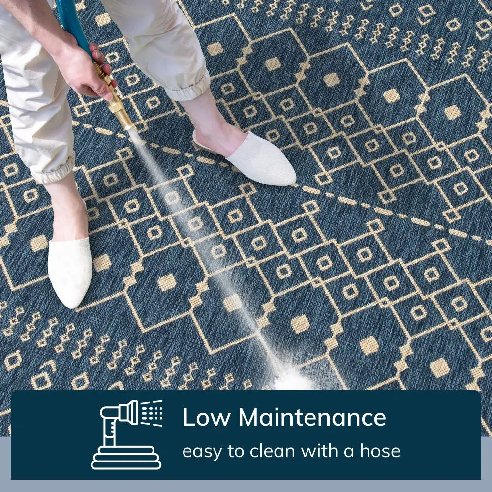 Nord Moroccan Tribal Indoor Outdoor Blue Flatweave Rug、mySite、gigharbornorthrealestate