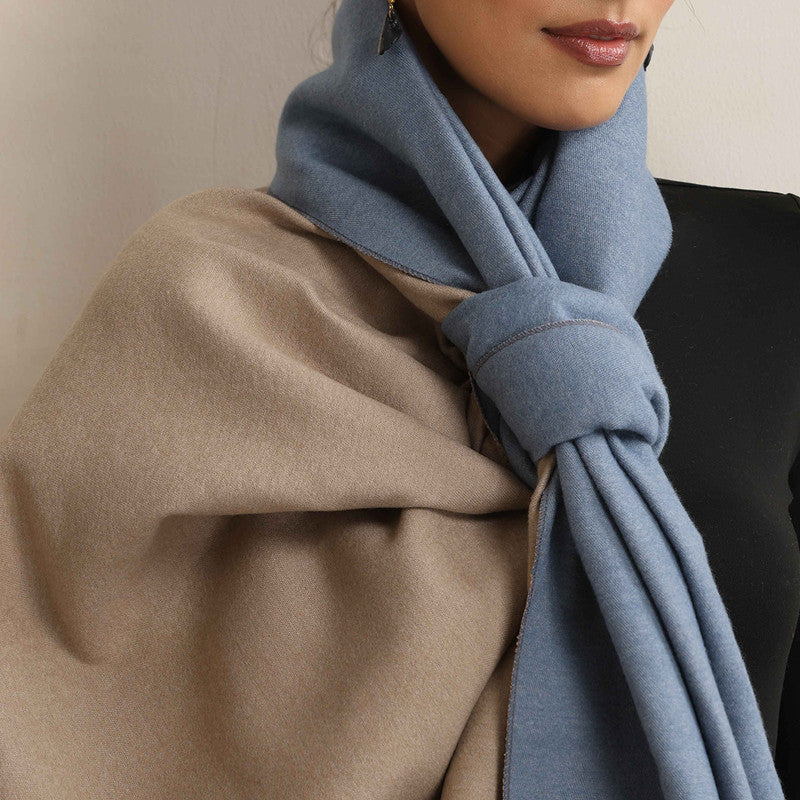 Woolen Solid Stole | Reversible | Blue、mySite、camillekostekn