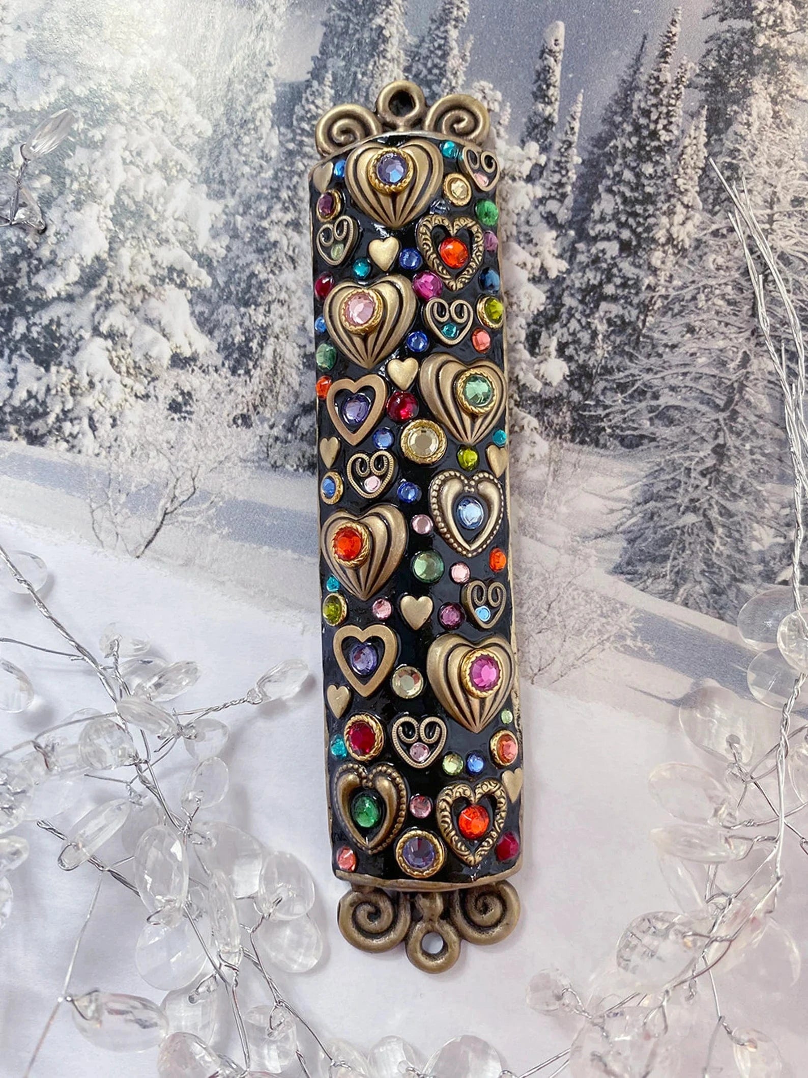 Michal Golan Handmade Heart and Crystal Mezuzah、mySite、topwebapps
