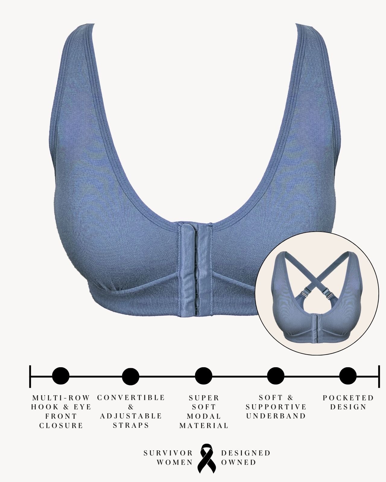 Rora Pocketed Front Closure Bra、mySite、bengalsvssteelers