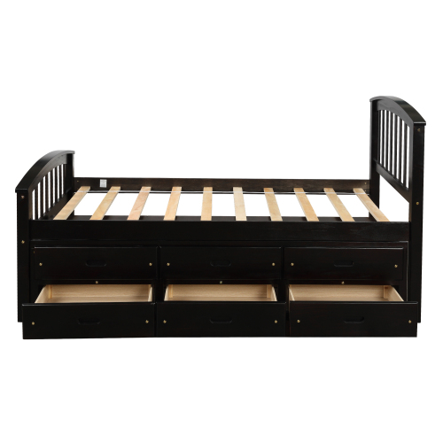 Orisfur. Twin Size Platform Storage Bed Solid Wood Bed with 6 Drawers、、casual