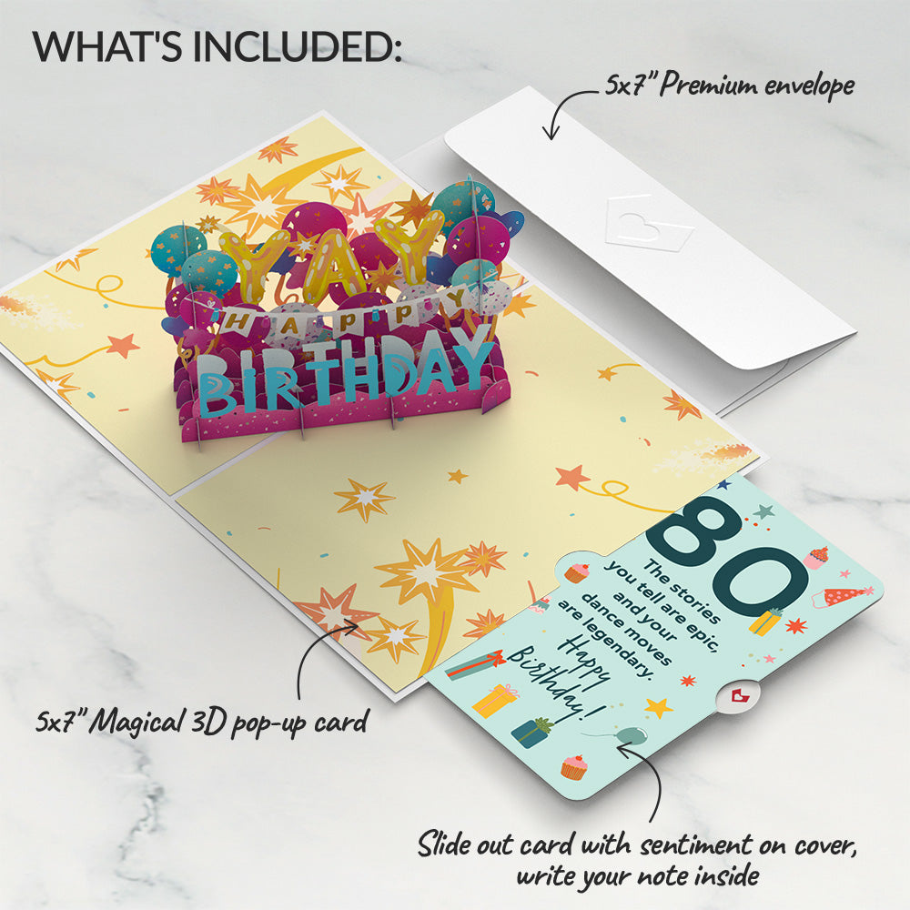 80th Birthday Celebration Pop-Up Card and Sentiment Set、mySite、solidvoid