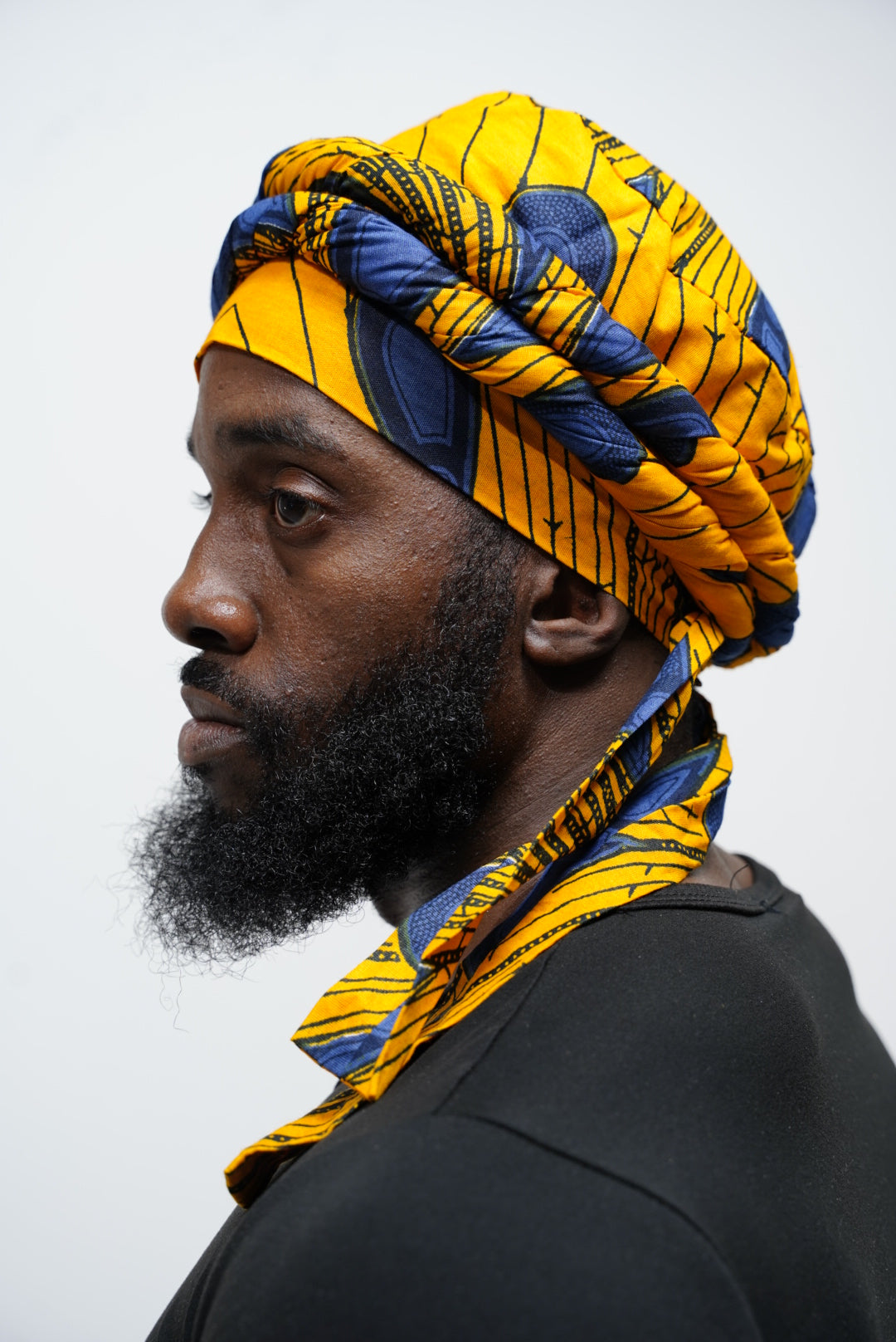 Dupsie's Ojisi Orange and Blue African print pre-wrapped Turban DPH3816PT、mySite、solidvoid