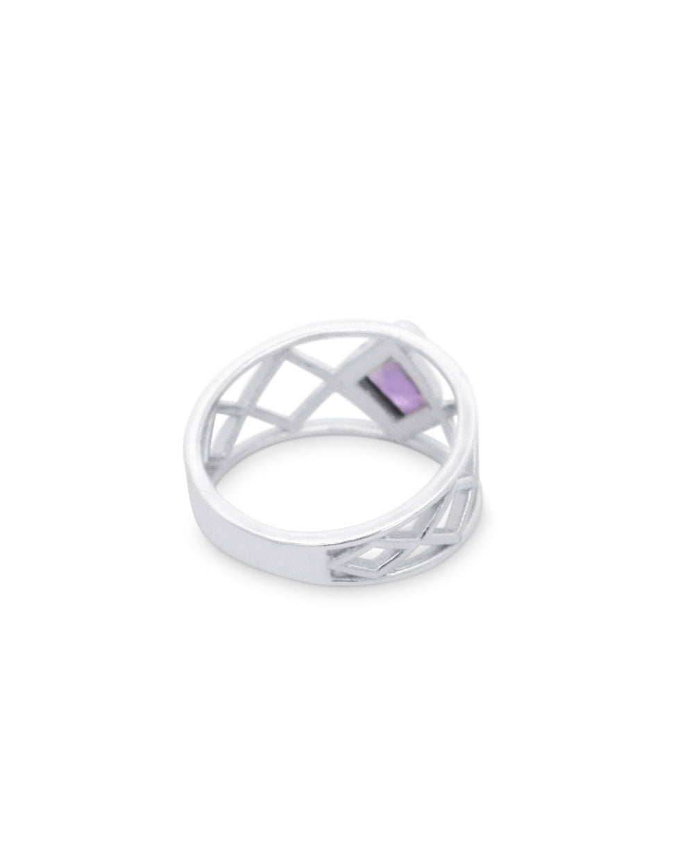 Sterling Silver Amethyst Lattice Band Ring、mySite、topwebapps