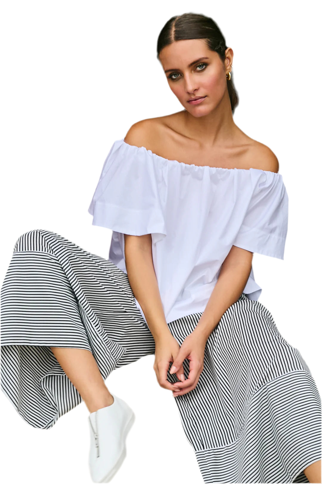 Planet by Lauren G Cotton Peasant Top、mySite、noshort