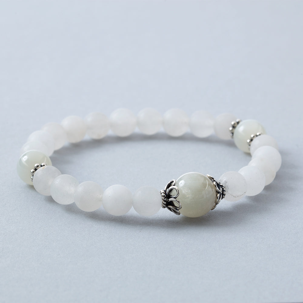 Matte Rock Crystal with Moonstone Stretchy Bracelet、mySite、topwebapps
