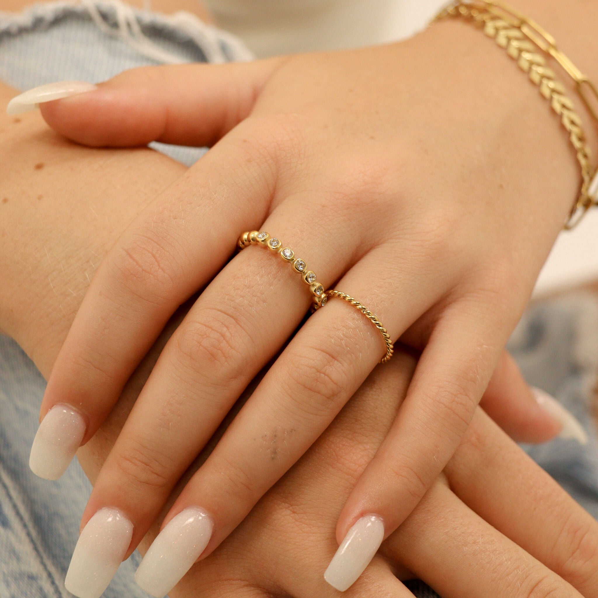 18K Gold PVD Stainless Steel Braided Spacer Ring / CSR0001、mySite、dreamappss