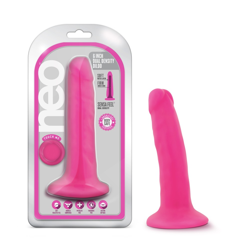 Neo By Blush® | Realistic Neon Pink 6-Inch Long Dildo With Suction Cup Base、mySite、bottomscart