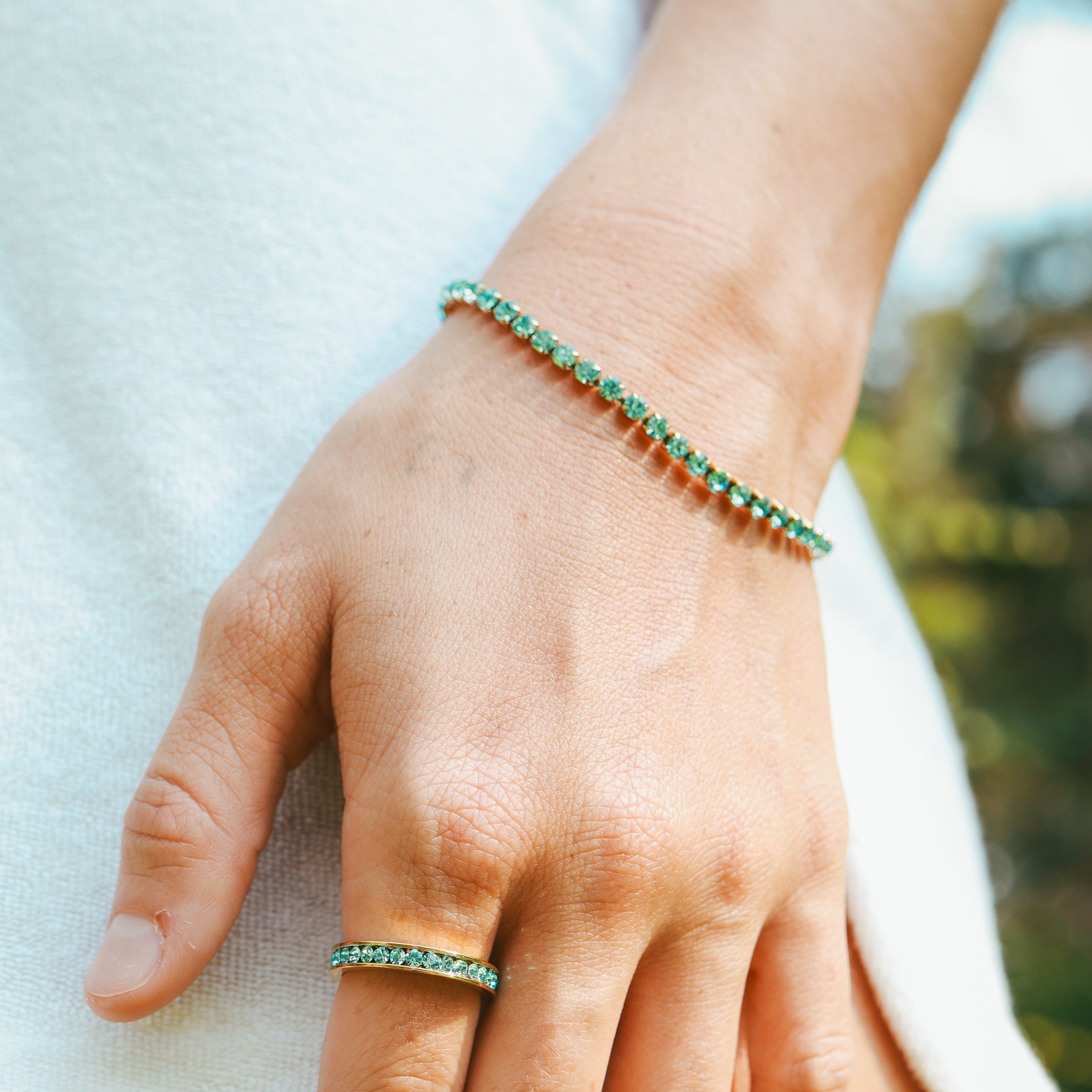 18K Gold PVD Stainless Steel Birthstone Tennis Bracelet / TBR0008、mySite、dreamappss