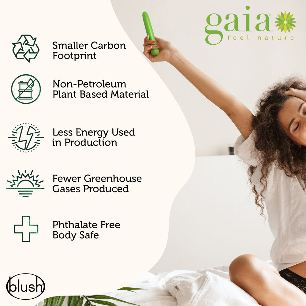 Gaia® By Blush | Eco: Plant-Based 7 Slim Multispeed Vibrator in Green - Made from Sustainable BioFeel™、mySite、bottomscart