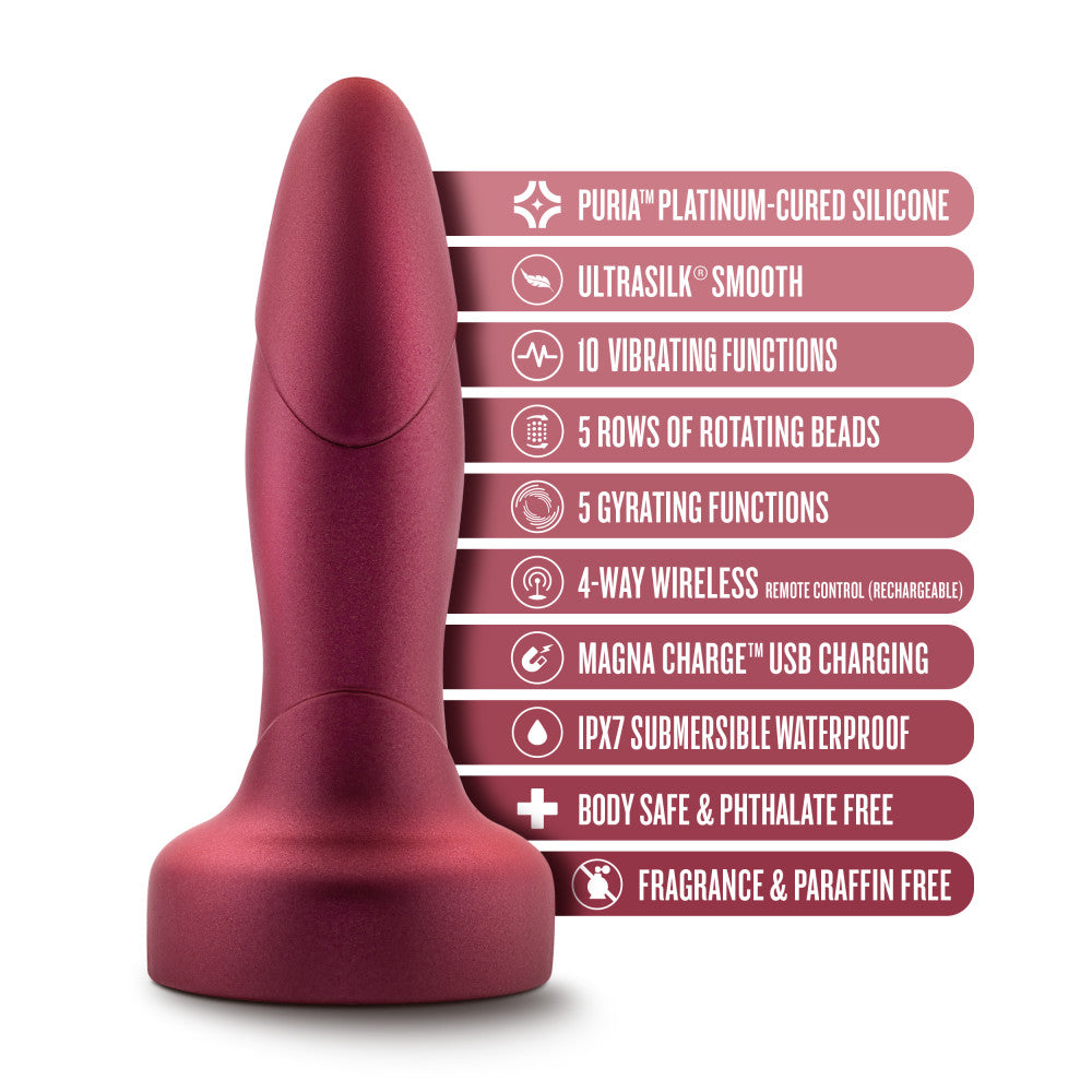 Anal Adventures Matrix By Blush® | Atomic Plug: Tapered Tip With Gyrating Shaft & Rotating Rimmer in Martian Wine | Made from Pure Puria™ Silicone & IPX7 Waterproof、mySite、bottomscart