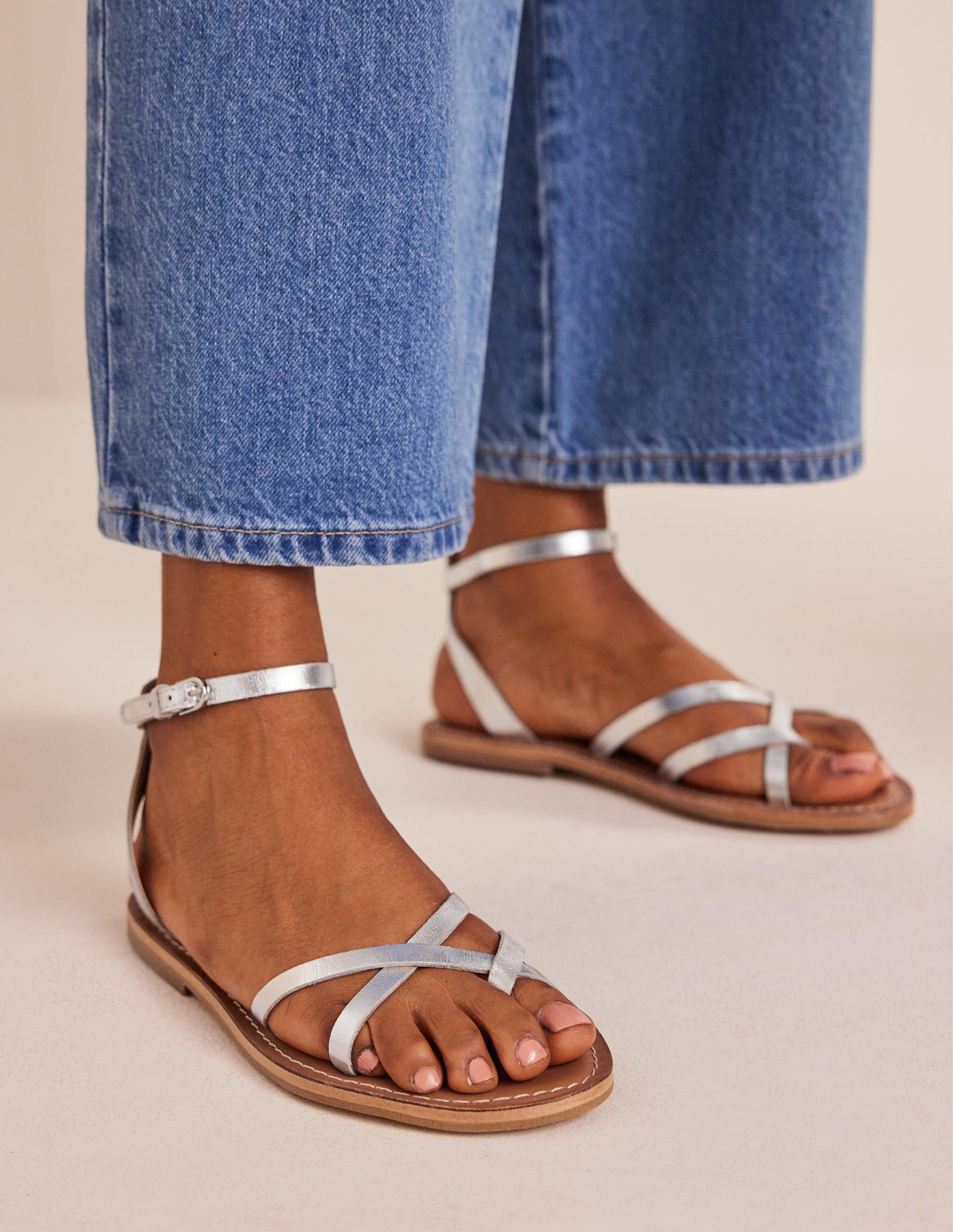  Easy Flat Sandals-Silver Metallic Leather、mySite、ashleygrahame