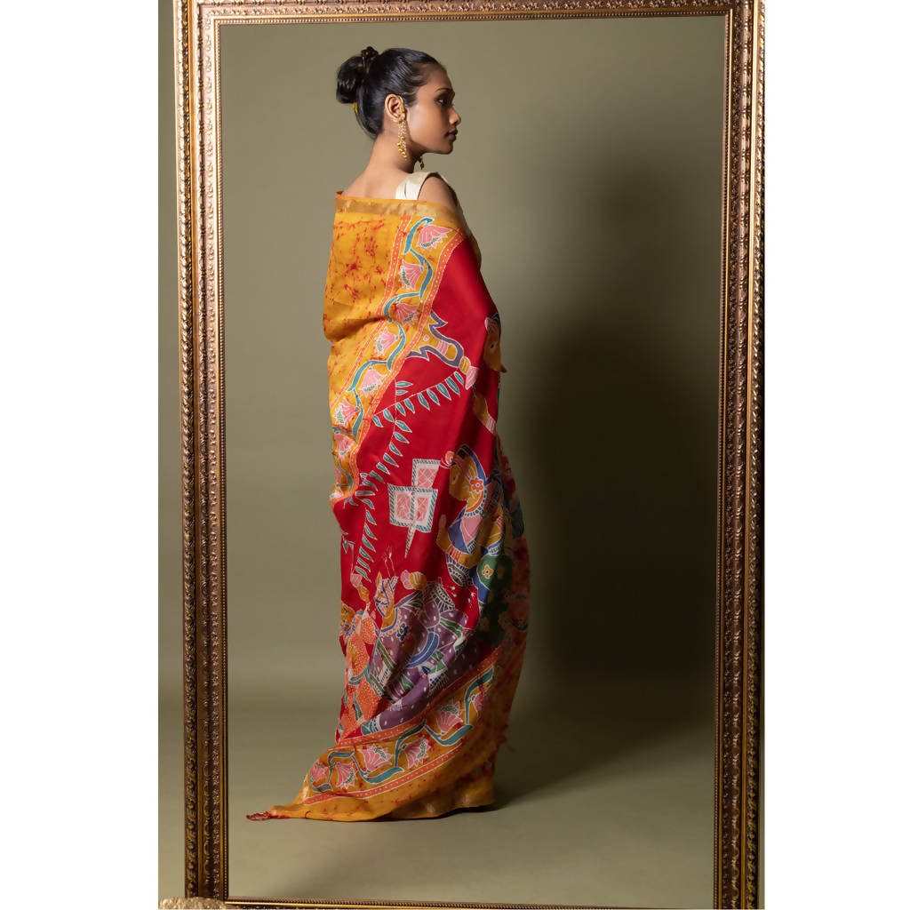 Maheshwari Silk Cotton Batik Saree | Yellow、mySite、camillekostekn