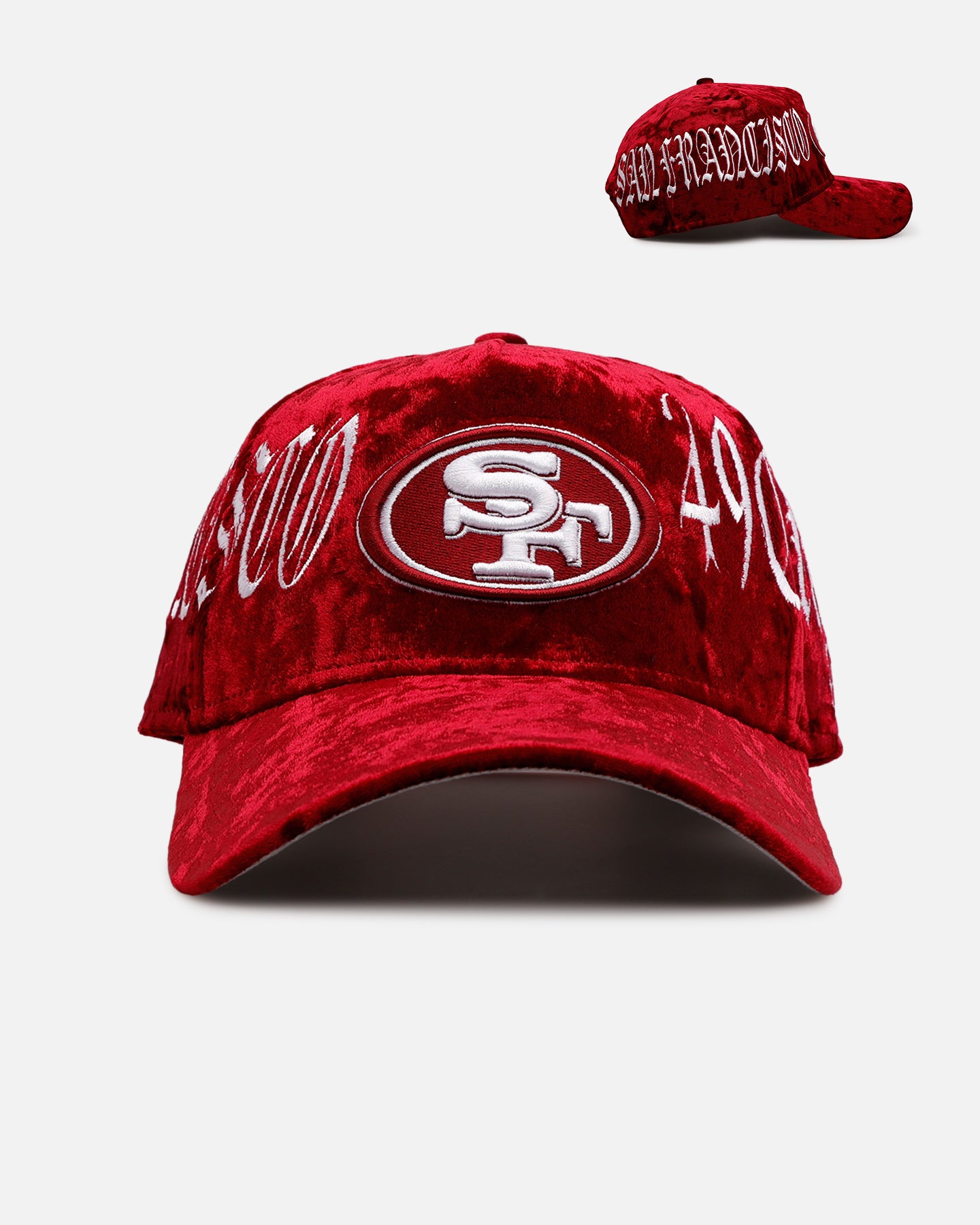 New Era San Francisco 49ers 'Velvet Gothic Script' 9FORTY A-Frame Snapback Maroon、mySite、zt4zffjzw