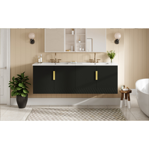 30" Vintage Bathroom Vanity with Ceramic Sink, with 3 Holes Single Ceramic Sink, Bathroom Storage Vanity Cabinet with 2 Soft Closing Doors、、xpatfood