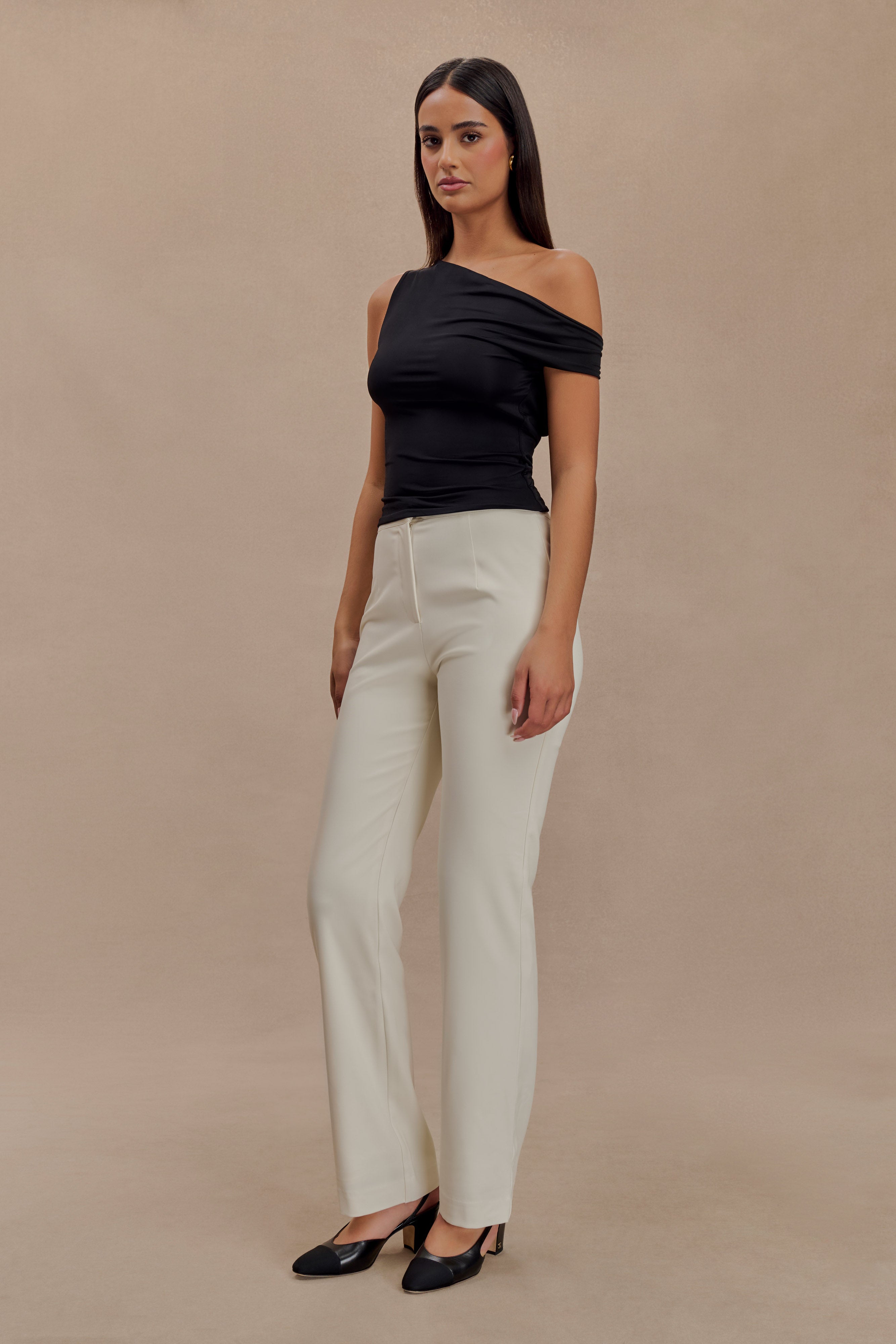 Kacey Slinky Off Shoulder Top - Black、mySite、solidvoid