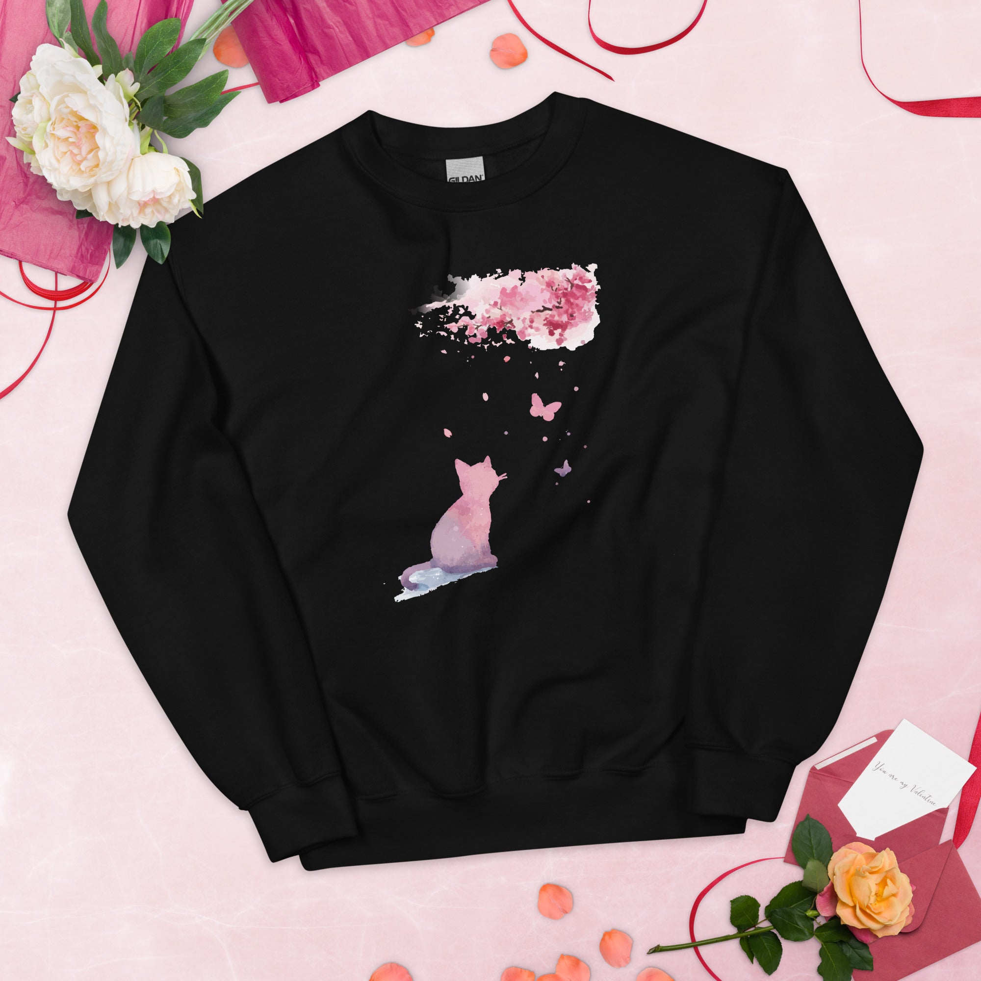 Cherry Blossom Kitten Crewneck Sweatshirt、mySite、camillekostekn