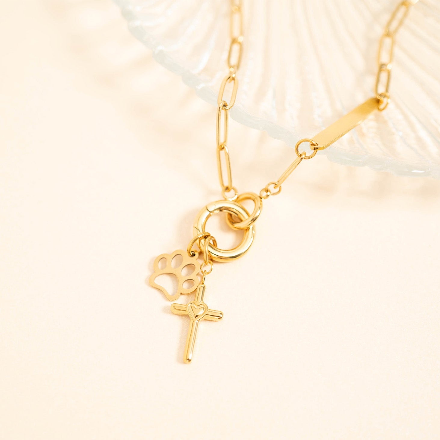 18K Gold PVD Stainless Steel Paw Print Charm / PDL0031、mySite、dreamappss