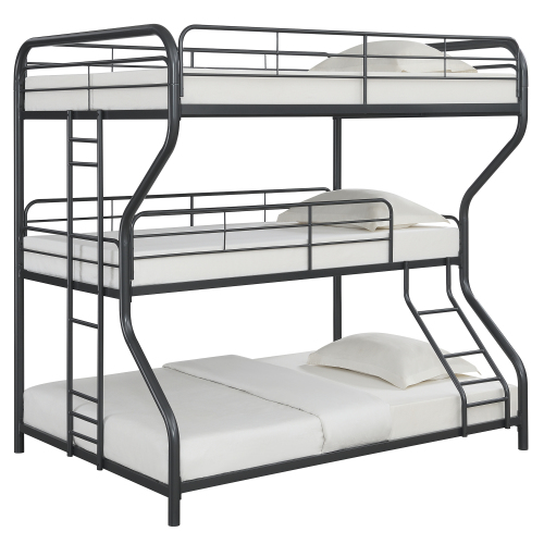 Furniture Triple Bunk Bed, FULL/FULL/FULL, black、、casual