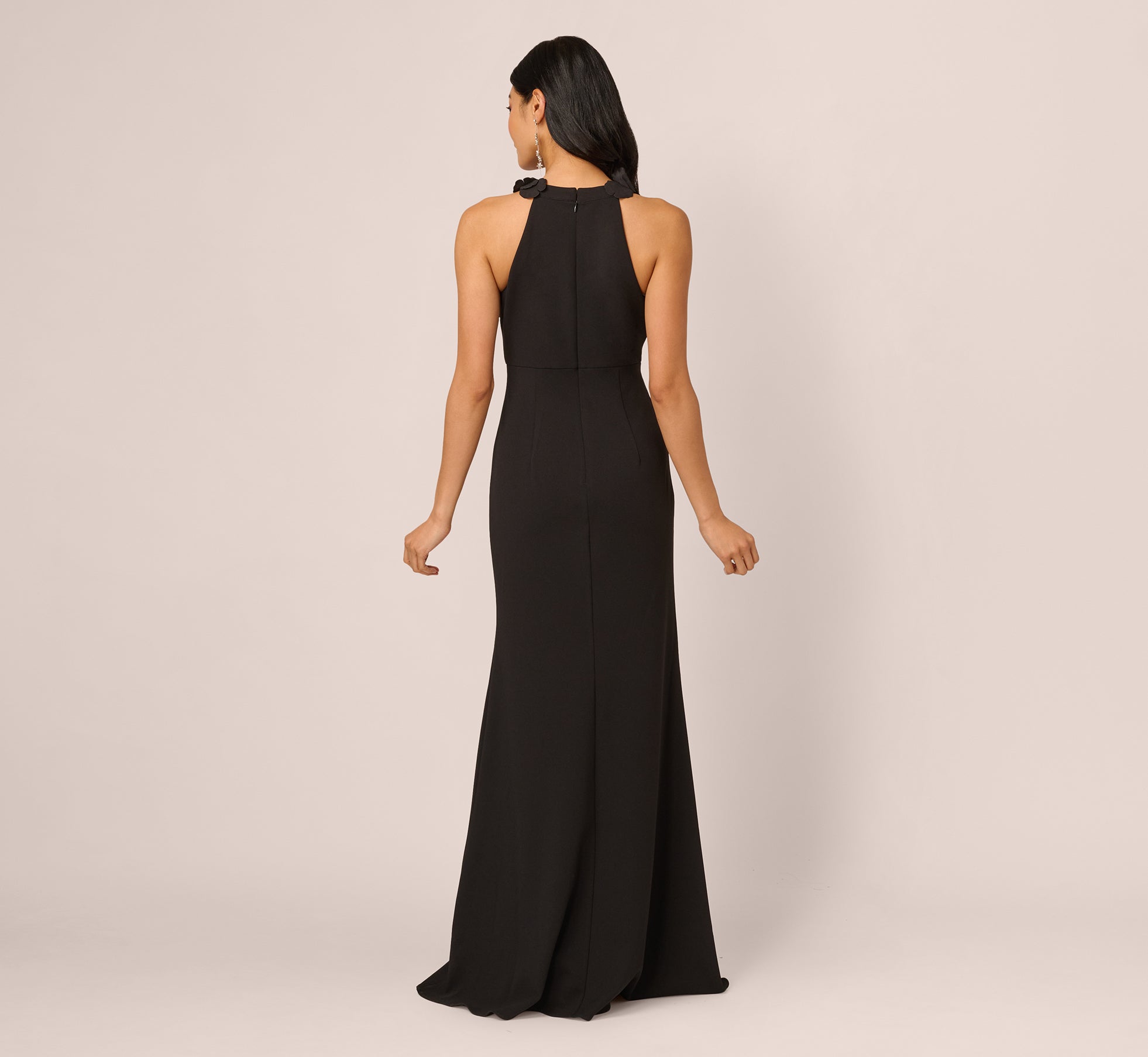 Floral Embellished Crossover Halter Gown In Black、mySite、solidvoid