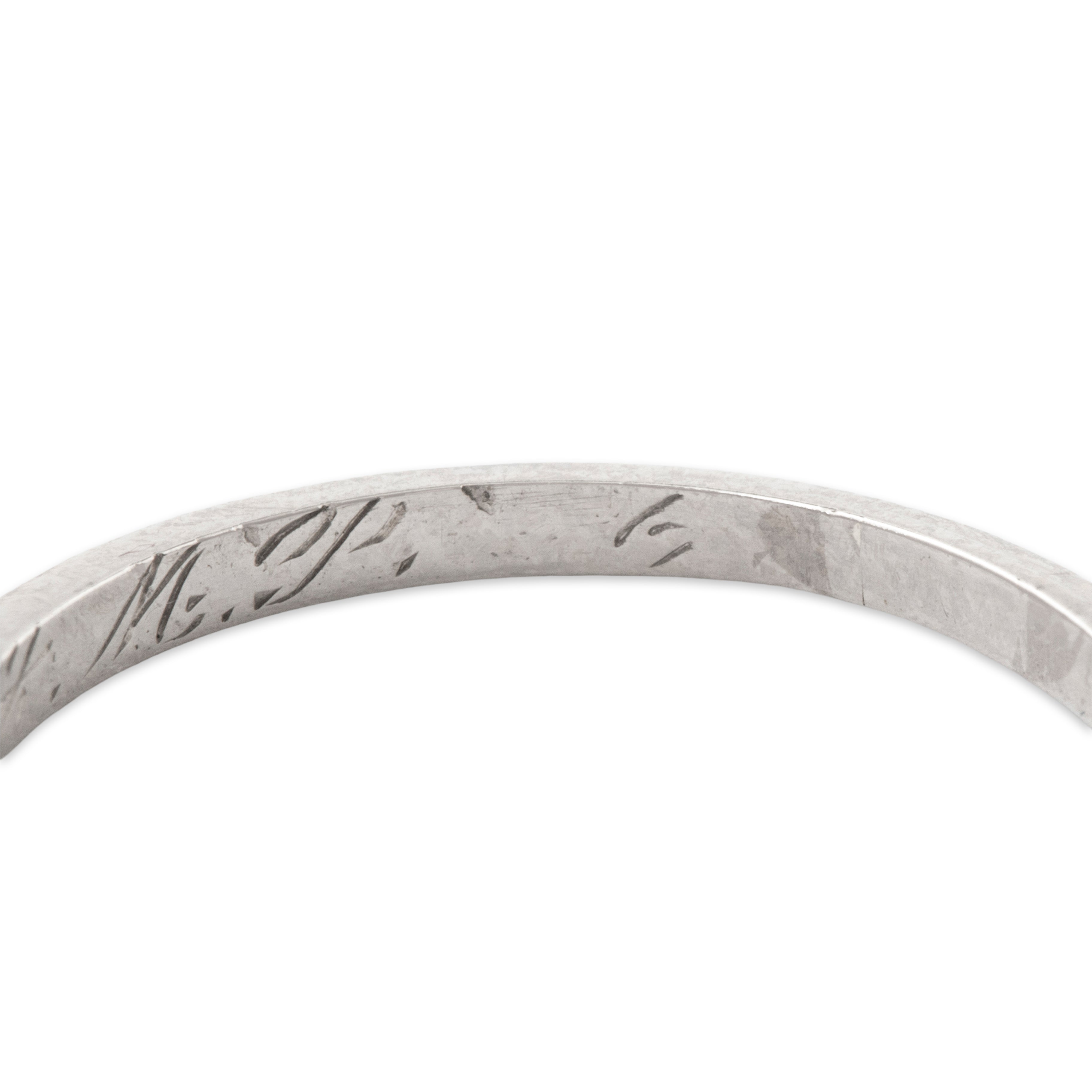 Antique Art Deco Platinum One-Side Engraved, One Smooth Band Ring 5.25、mySite、hinf8tx79