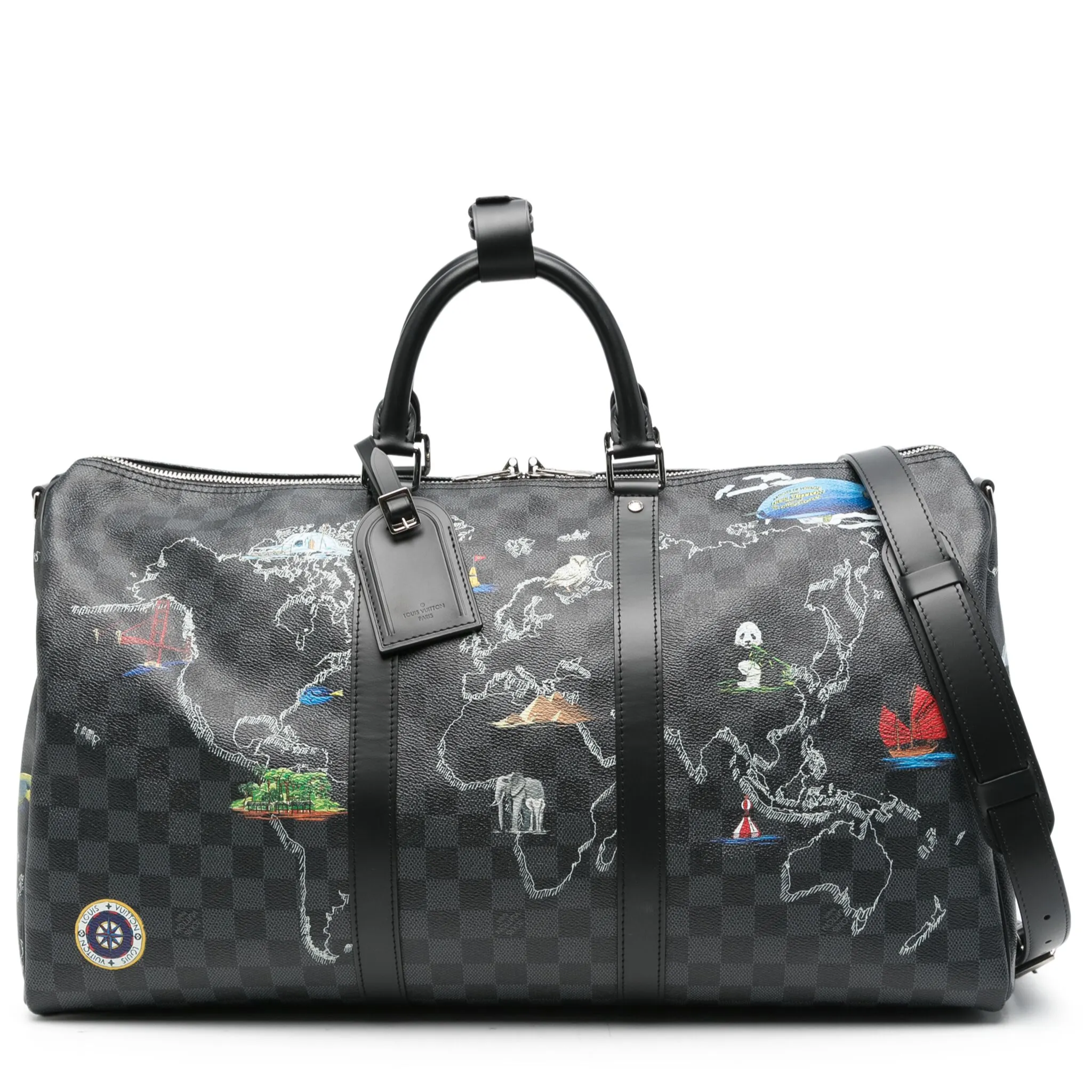 Damier Graphite World Map Keepall Bandoulière 50、mySite、garminoutage.com